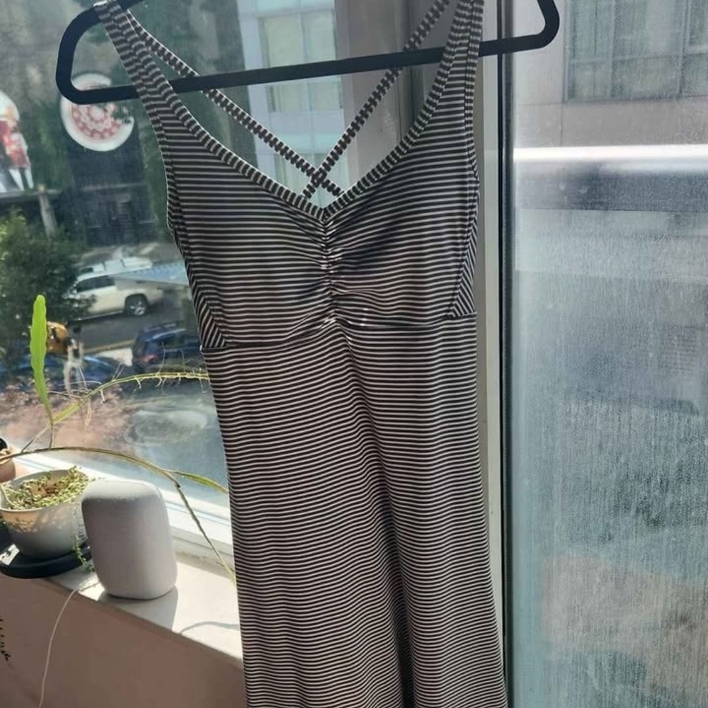 Prana Black and White Striped Dress